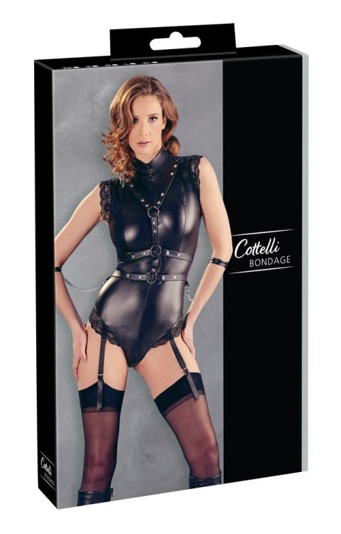 Body Cottelli Bondage M – Zmysłowe body z uprzężą i kajdankami Seksowna Bielizna Body Cottelli Bondage M – Zmysłowe body z uprzężą i kajdankami Seksowna Bielizna