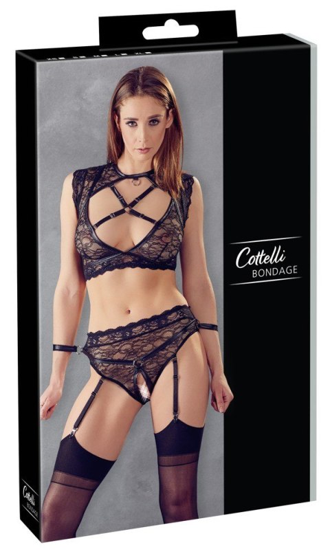 Komplet bielizny Cottelli Bondage M – Zmysłowy zestaw z ćwiekami i kajdankami Komplet bielizny Cottelli Bondage M – Zmysłowy zestaw z ćwiekami i kajdankami