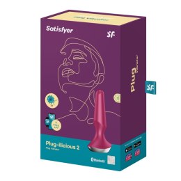 Satisfyer PLUG-ILICIOUS 2 Red - Korek analny z zaokrągloną końcówką i zwężającym się kształtem