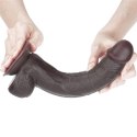 Realistyczne Ciemne Dildo 24 cm z Jądrami i Ruchomą Skórą – Autentyczne Doznania