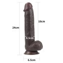 Realistyczne Ciemne Dildo 24 cm z Jądrami i Ruchomą Skórą – Autentyczne Doznania