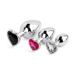 Ekskluzywny Zestaw Korków Analnych Heart Crystal Silver