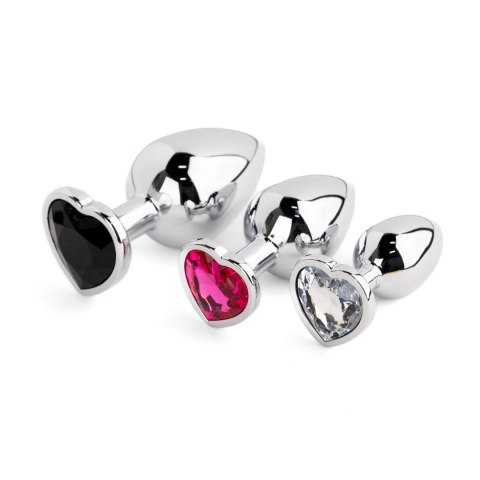 Ekskluzywny Zestaw Korków Analnych Heart Crystal Silver